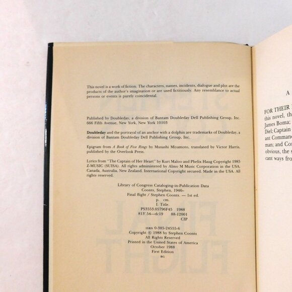 Final Flight by Stephen Coonts First Edition 1988 Jake Grafton Novel HBDJ - Picture 5 of 6